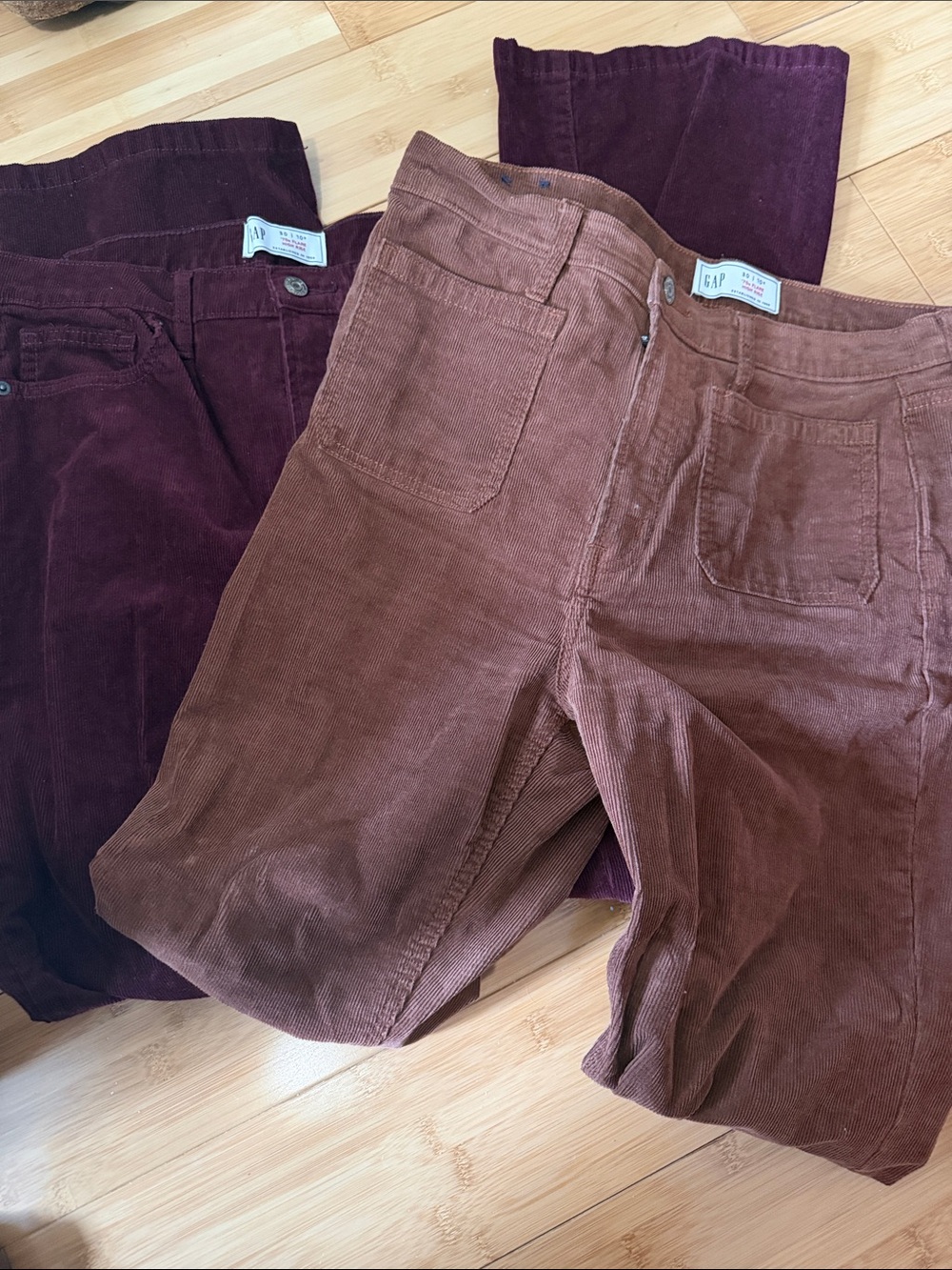 2 pairs of Gap 70s Flare High Rise Corduroy Pants